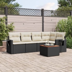 6-teiliges Gartensofa-Set und schwarze synthetische Rattankissen von , Gartensets - Ref: Foro24-3256882, Preis: 396,14 €, Rab...