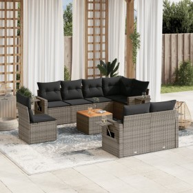 9-teiliges Gartenmöbel-Set und graue synthetische Rattankissen von , Gartensets - Ref: Foro24-3256991, Preis: 705,22 €, Rabat...