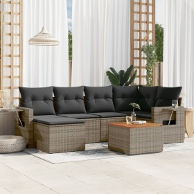 7-piece garden sofa set with gray PE rattan cushions by , Garden sets - Ref: Foro24-3256998, Price: 501,91 €, Discount: %