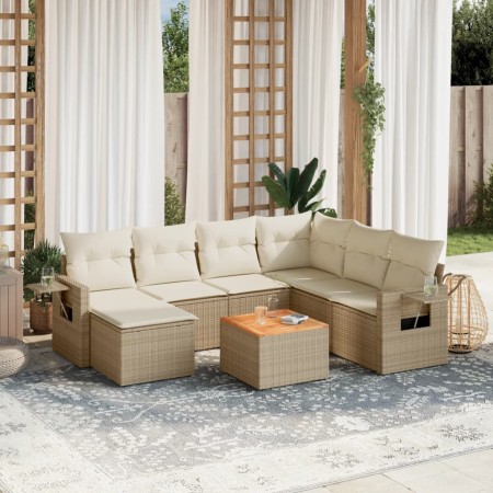 Gartensofa-Set mit beigen Kissen 8 Stück PE-Rattan von , Gartensets - Ref: Foro24-3257010, Preis: 596,94 €, Rabatt: %