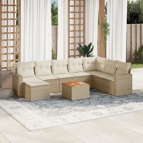 Set de sofás de jardín 9 pzas con cojines ratán sintético beige de , Conjuntos de jardín - Ref: Foro24-3257031, Precio: 631,9...