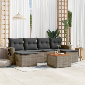 7-piece garden sofa set with gray PE rattan cushions by , Garden sets - Ref: Foro24-3257019, Price: 470,90 €, Discount: %