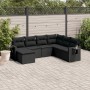 7-teiliges Garten-Essset und schwarze Kissen aus synthetischem Rattan von , Gartensets - Ref: Foro24-3252832, Preis: 500,32 €...