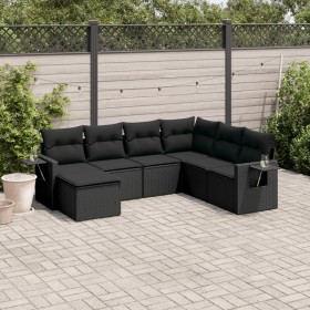 7-teiliges Garten-Essset und schwarze Kissen aus synthetischem Rattan von , Gartensets - Ref: Foro24-3252832, Preis: 522,32 €...