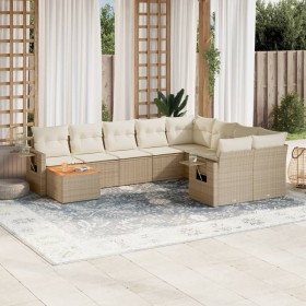 Gartensofa-Set mit beigen Kissen, 10-teilig, synthetisches Rattan von , Gartensets - Ref: Foro24-3257059, Preis: 842,99 €, Ra...