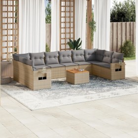 Gartensofa-Set mit beigem Kissenmix, 11-teilig aus PE-Rattan von , Gartensets - Ref: Foro24-3257067, Preis: 747,99 €, Rabatt: %