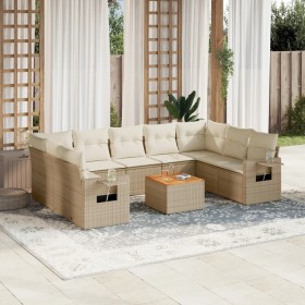 Gartensofa-Set mit beigen Kissen, 10-teilig, synthetisches Rattan von , Gartensets - Ref: Foro24-3257038, Preis: 846,35 €, Ra...