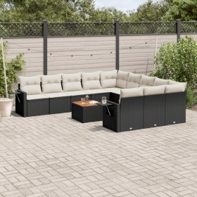 Garden sofa set 12 pieces with black synthetic rattan cushions by , Garden sets - Ref: Foro24-3257120, Price: 773,08 €, Disco...