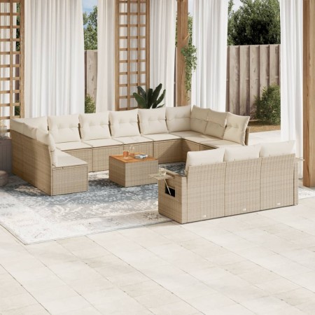 14-teiliges Gartensofa-Set mit beigen synthetischen Rattankissen von , Gartensets - Ref: Foro24-3257136, Preis: 1,00 €, Rabat...