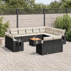 Garden sofa and cushion set 13 pieces black synthetic rattan by , Garden sets - Ref: Foro24-3257162, Price: 904,38 €, Discoun...