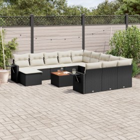 Garden sofa and cushion set 13 pieces black synthetic rattan by , Garden sets - Ref: Foro24-3257197, Price: 804,94 €, Discoun...