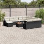 Garden sofa and cushion set 13 pieces black synthetic rattan by , Garden sets - Ref: Foro24-3257197, Price: 804,94 €, Discoun...