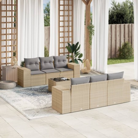 Set sofás de jardín 7 piezas y cojines ratán sintético beige de , Conjuntos de jardín - Ref: Foro24-3254646, Precio: 631,99 €...