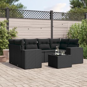 7-teiliges Garten-Essset und schwarze Kissen aus synthetischem Rattan von , Gartensets - Ref: Foro24-3254652, Preis: 551,88 €...