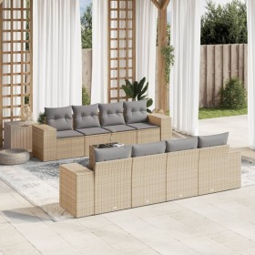 Set de sofás de jardín 9 pzas con cojines ratán sintético beige de , Conjuntos de jardín - Ref: Foro24-3254686, Precio: 743,9...