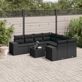 8-teiliges Gartensofa-Set und schwarze synthetische Rattankissen von , Gartensets - Ref: Foro24-3254692, Preis: 633,99 €, Rab...