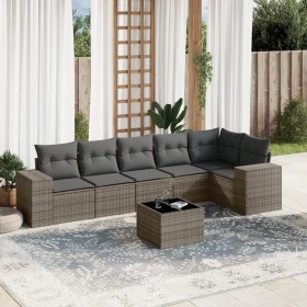 Set de sofás de jardín 7 piezas con cojines ratán PE gris de , Conjuntos de jardín - Ref: Foro24-3254937, Precio: 511,54 €, D...