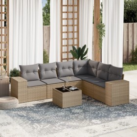 7-piece garden sofa set and beige synthetic rattan cushions by , Garden sets - Ref: Foro24-3254956, Price: 567,19 €, Discount: %