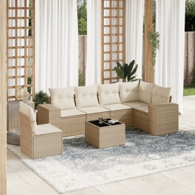 7-teiliges Gartensofa-Set und beige synthetische Rattankissen von , Gartensets - Ref: Foro24-3254975, Preis: 625,99 €, Rabatt: %