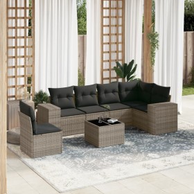 7-piece garden sofa set with gray PE rattan cushions by , Garden sets - Ref: Foro24-3254977, Price: 507,58 €, Discount: %