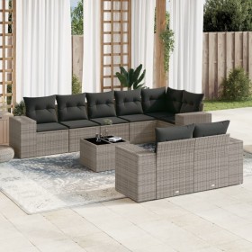 9-piece garden furniture set and gray synthetic rattan cushions by , Garden sets - Ref: Foro24-3255167, Price: 677,99 €, Disc...