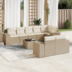 Set de sofás de jardín 9 pzas con cojines ratán sintético beige de , Conjuntos de jardín - Ref: Foro24-3255165, Precio: 768,9...