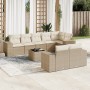 9-teiliges Gartensofa-Set mit beigen synthetischen Rattankissen von , Gartensets - Ref: Foro24-3255165, Preis: 774,69 €, Raba...