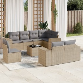 9-teiliges Gartensofa-Set mit beigen synthetischen Rattankissen von , Gartensets - Ref: Foro24-3255186, Preis: 787,76 €, Raba...