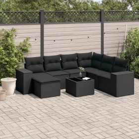 8-teiliges Gartensofa-Set und schwarze synthetische Rattankissen von , Gartensets - Ref: Foro24-3255242, Preis: 533,99 €, Rab...