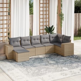 7-teiliges Gartensofa-Set und beige synthetische Rattankissen von , Gartensets - Ref: Foro24-3255216, Preis: 535,99 €, Rabatt: %