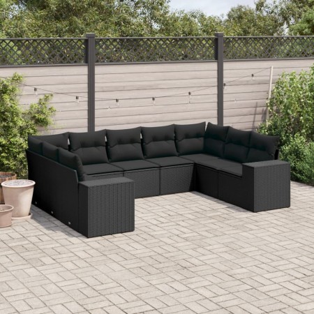 8-teiliges Gartensofa-Set und schwarze synthetische Rattankissen von , Gartensets - Ref: Foro24-3255332, Preis: 651,00 €, Rab...