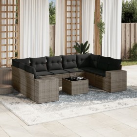 10-piece garden sofa set with gray synthetic rattan cushions by , Garden sets - Ref: Foro24-3255347, Price: 665,88 €, Discoun...