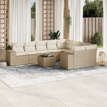 Garden sofa set with beige cushions 10 pieces synthetic rattan by , Garden sets - Ref: Foro24-3255385, Price: 867,35 €, Disco...