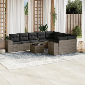 10-piece garden sofa set with gray synthetic rattan cushions by , Garden sets - Ref: Foro24-3255387, Price: 690,46 €, Discoun...