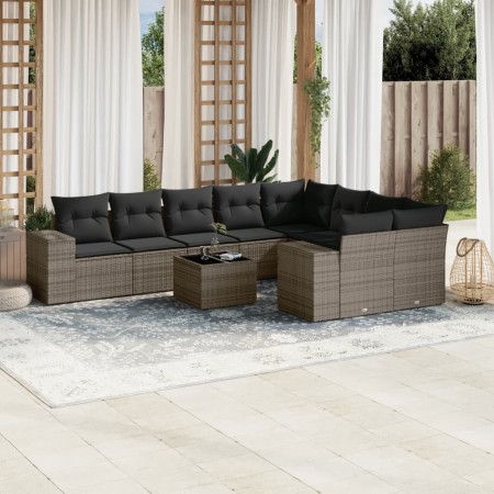 10-piece garden sofa set with gray synthetic rattan cushions by , Garden sets - Ref: Foro24-3255387, Price: 698,70 €, Discoun...