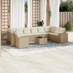 11-teiliges Gartensofa-Set mit beigen synthetischen Rattankissen von , Gartensets - Ref: Foro24-3255415, Preis: 808,40 €, Rab...