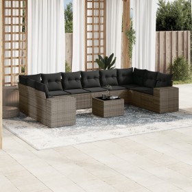 11-piece garden sofa set and gray synthetic rattan cushions by , Garden sets - Ref: Foro24-3255417, Price: 717,99 €, Discount: %