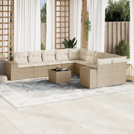 Set de sofás de jardín 11pzas con cojines ratán sintético beige de , Conjuntos de jardín - Ref: Foro24-3255455, Precio: 808,4...