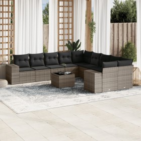 11-piece garden sofa set and gray synthetic rattan cushions by , Garden sets - Ref: Foro24-3255457, Price: 717,99 €, Discount: %