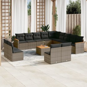 14-piece garden sofa set with gray synthetic rattan cushions by , Garden sets - Ref: Foro24-3226494, Price: 888,85 €, Discoun...