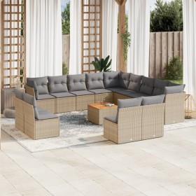 Gartensofa-Set 14-teilig und beige synthetische Rattankissen-Mischung von , Gartensets - Ref: Foro24-3256269, Preis: 957,55 €...