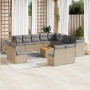 Gartensofa-Set 14-teilig und beige synthetische Rattankissen-Mischung von , Gartensets - Ref: Foro24-3256269, Preis: 934,99 €...