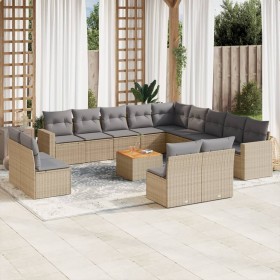 Set sofás jardín 14 pzas y cojines ratán sintético beige mezcla de , Conjuntos de jardín - Ref: Foro24-3256710, Precio: 944,9...