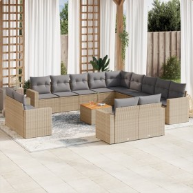 Set sofás jardín 14 pzas y cojines ratán sintético beige mezcla de , Conjuntos de jardín - Ref: Foro24-3256731, Precio: 1,00 ...