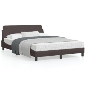 Estructura de cama con cabecero de tela marrón oscuro 120x200cm de , Camas y somieres - Ref: Foro24-373148, Precio: 134,12 €,...