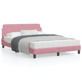 Estructura de cama con cabecero de terciopelo rosa 120x200 cm de , Camas y somieres - Ref: Foro24-373157, Precio: 197,99 €, D...