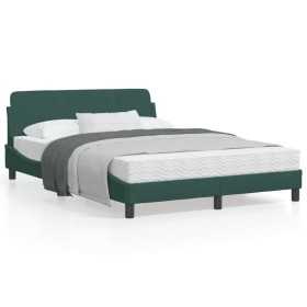 Dark green velvet bed frame with headboard 140x200 cm by , Beds and slatted bases - Ref: Foro24-373195, Price: 167,99 €, Disc...