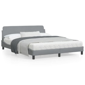 Bed frame with headboard light gray fabric 160x200 cm by , Beds and slatted bases - Ref: Foro24-373205, Price: 144,99 €, Disc...