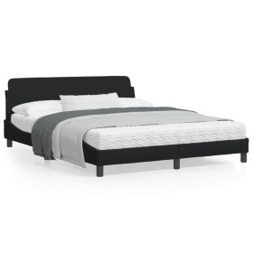 Estructura de cama con cabecero de tela negro 160x200 cm de , Camas y somieres - Ref: Foro24-373207, Precio: 144,99 €, Descue...