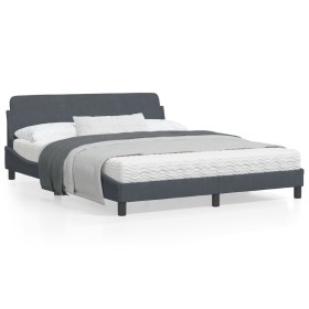 Dark gray velvet bed frame with headboard 160x200 cm by , Beds and slatted bases - Ref: Foro24-373213, Price: 153,99 €, Disco...